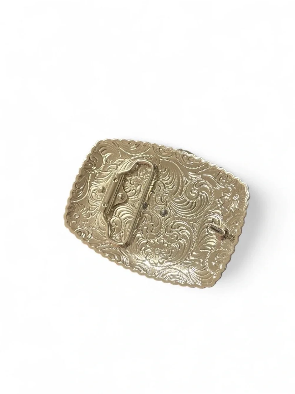 Silver Western Belt Buckle with Gold Longhorn Accent